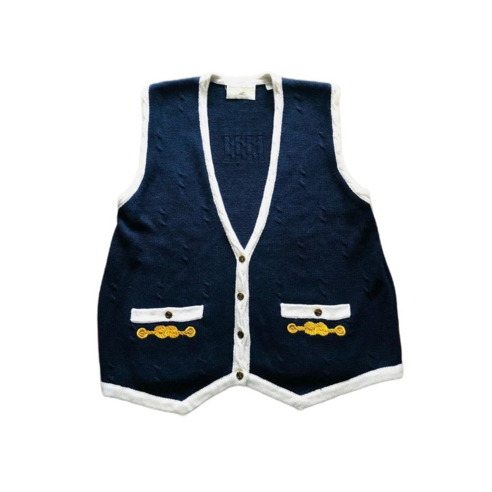 90s Vintage Marisa Christina Navy Blue Nautical Vest